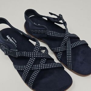 Merrell Women's Navy Blue With White Polka Dot Strappy Comfort Sandals Size 7